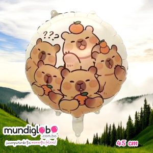 Docena de globos foil redondo Capibara (4 modelos)