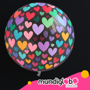 Globo Burbuja diseño “Corazones Multicolor”