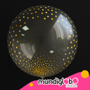 Globo Burbuja con diseño “Puntos Dorados”